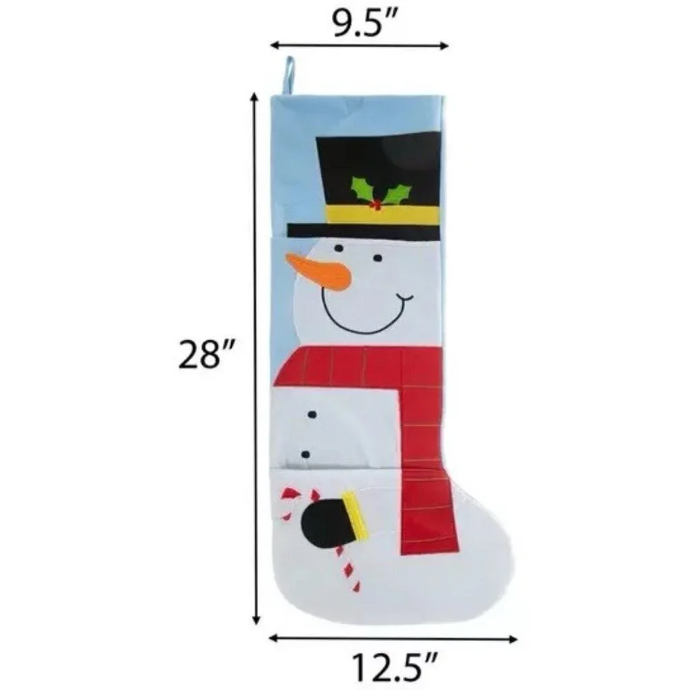 Snowman Oversized Christmas Stocking with Side Pockets - 13